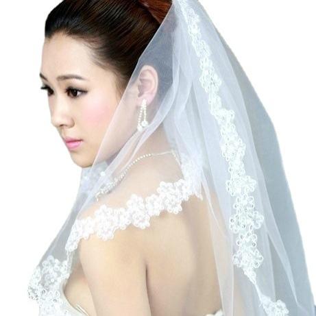新娘结婚头纱亮片蕾丝花边简约