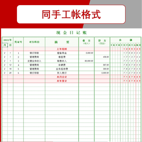 现金银行存款日记账电子版出纳记账流水账神器软件excel表格收支