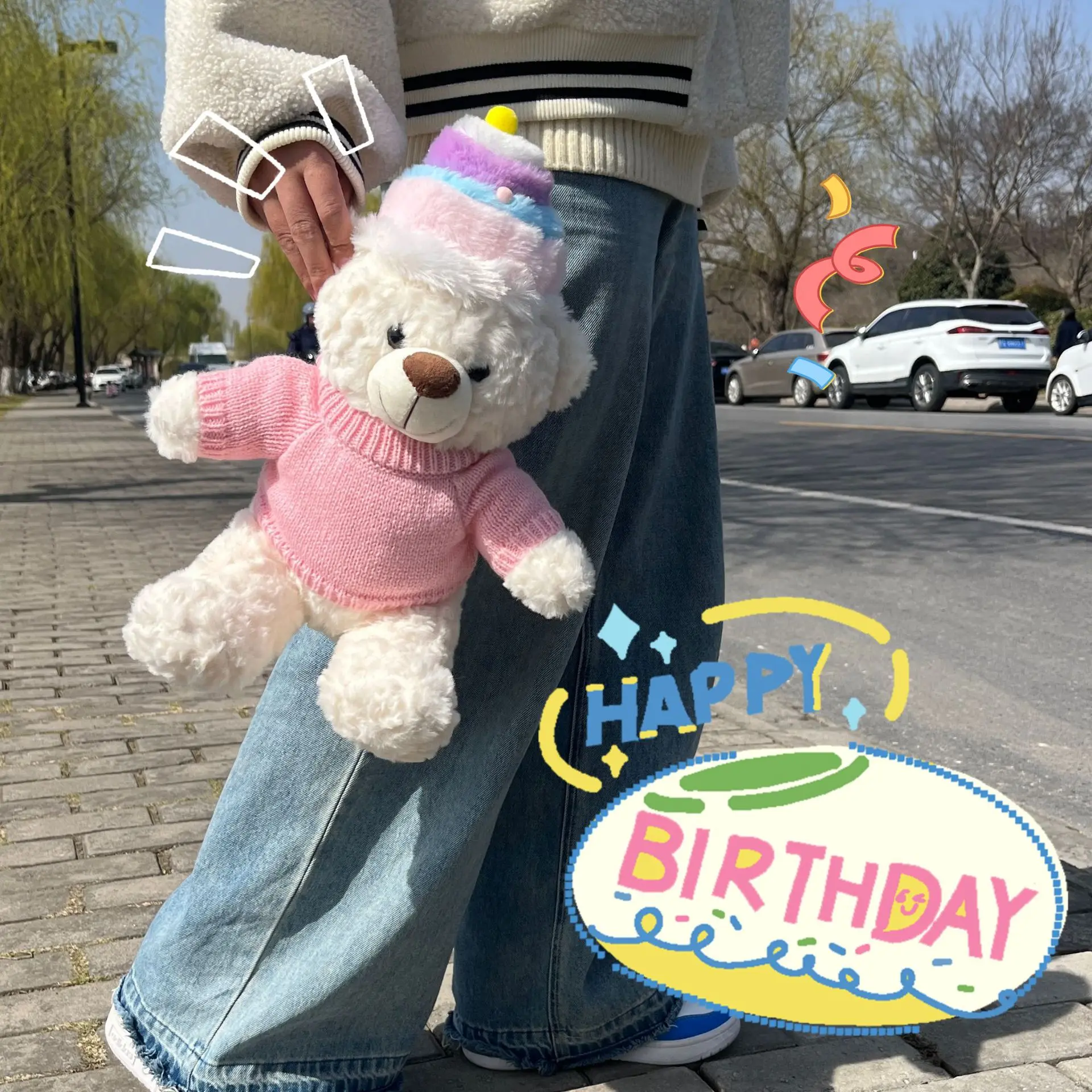 新款可爱熊生日毛绒玩具 毛衣熊毛绒公仔 泰迪熊女孩生日礼物