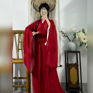 原创汉服女侠客春秋魏晋武侠风cos剑舞帅气纯红色白色黑色飘逸仙