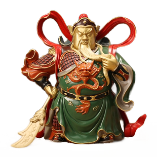 黄铜伽蓝菩萨左右佛像摆件护法关公韦陀像财神关公关二爷客厅玄关