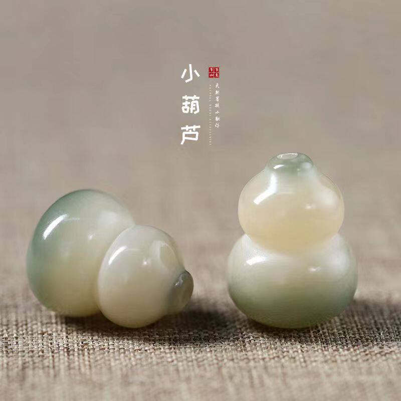 菩提根小葫芦风化黄菩提根雕刻阴皮飘绿葫芦吊坠文玩diy饰品配件