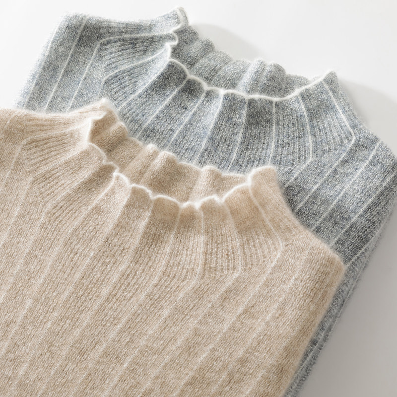 25秋冬新款 高端时尚精纺羊绒衫女半高领拼色长袖套头针织衫打底,女装/女士精品,羊绒衫,淘宝优惠券,粉丝福利购,淘宝优惠卷