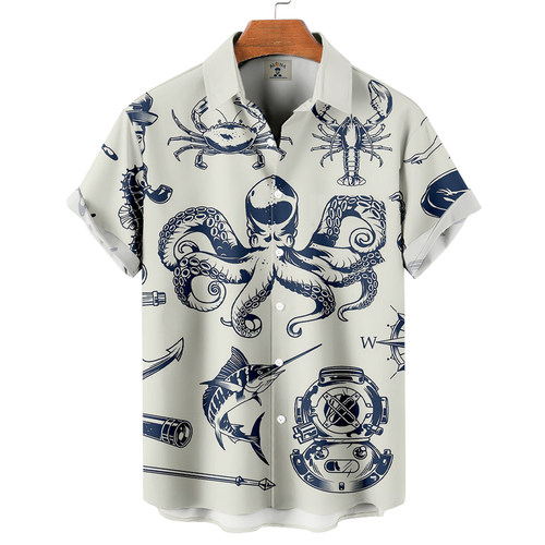 Holiday 3D print loose shirt T-shirt  度假3D印花宽松衬衫短袖
