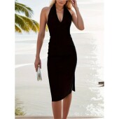 neck dress slim Hanging fit backless 优雅挂脖修身 露背连衣裙