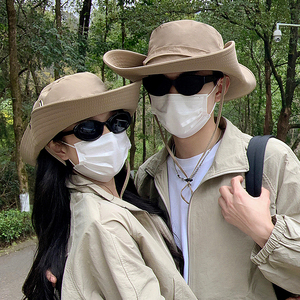 户外登山帽男露营徒步防晒帽大檐遮阳渔夫帽子女夏防紫外线太阳帽
