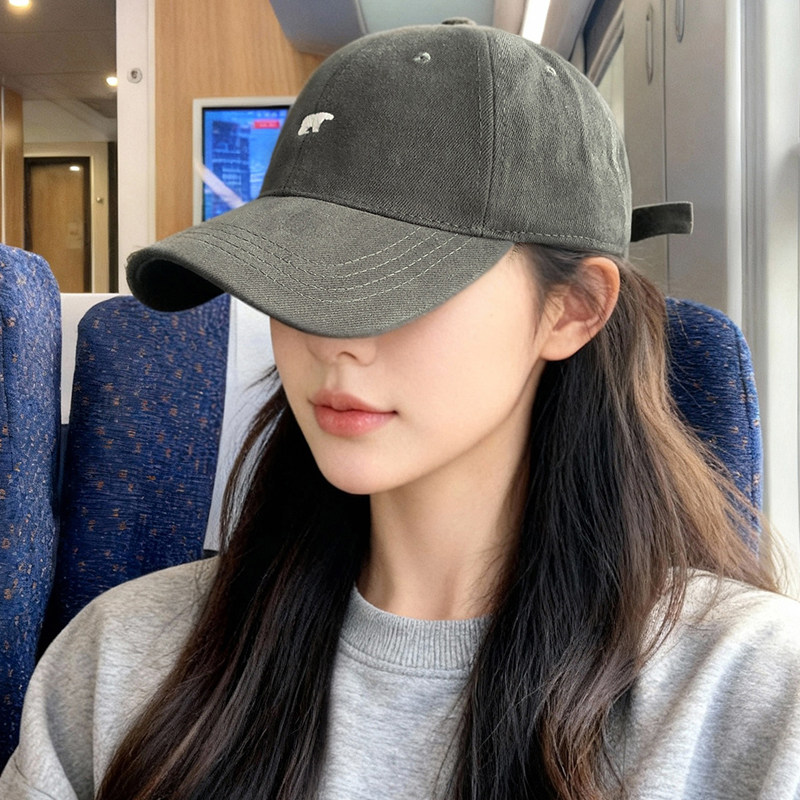 韩版刺绣小熊棒球帽女2026新款大头围鸭舌帽男款百搭显脸小遮阳帽