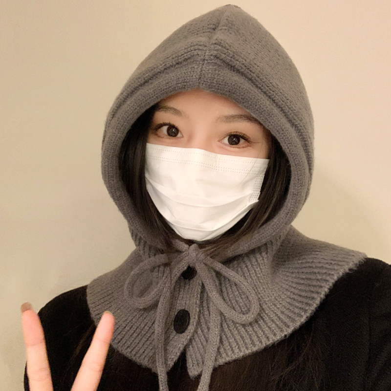 巴拉克拉法帽子女秋冬季保暖护耳帽子围巾一体连帽围脖针织毛线帽