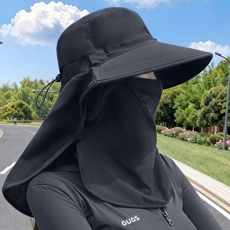 全方位防晒帽女夏季户外护颈一体面罩披肩遮阳帽子防紫外线太阳帽