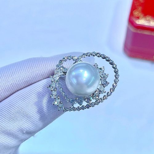 澳白珍珠戒指的设计真的是太迷人正圆极光无暇天花板品质