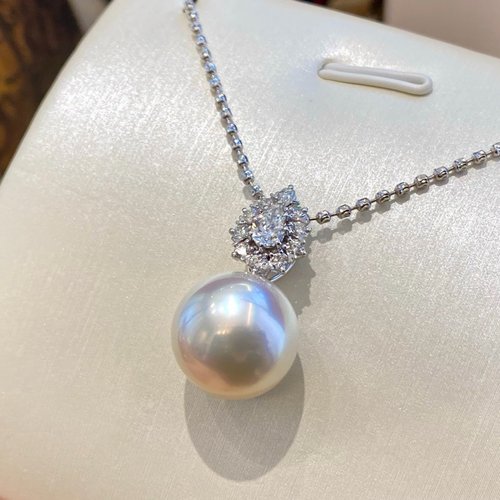 真科研维纳斯大证端庄优雅澳白吊坠14-15mm正圆极微瑕几乎无暇