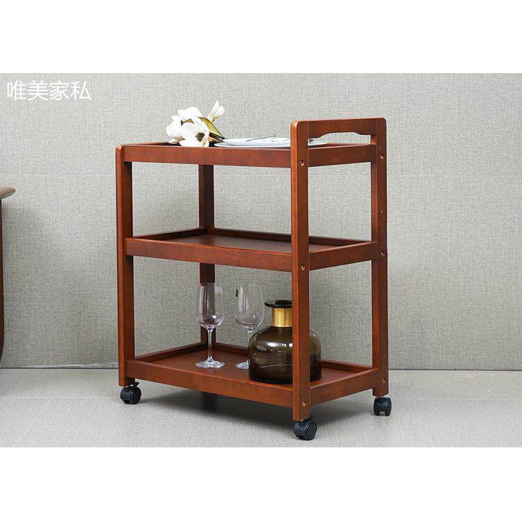 实木移动餐车茶水车家用实木小推车厨房送餐车火锅推车餐边柜移动