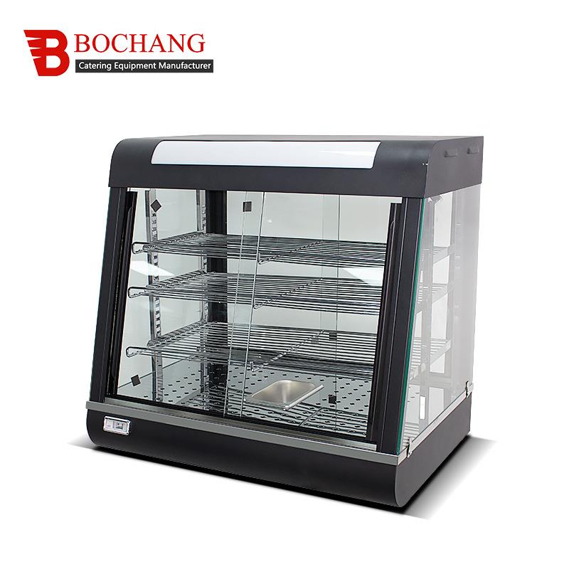 博畅黑色弧形保温柜商用加热展示柜蛋挞汉堡熟食保温食品陈列柜