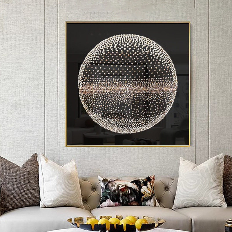 现代轻奢客厅餐边柜背景墙装饰画5d立体小众艺术玄关珍珠挂画摆件