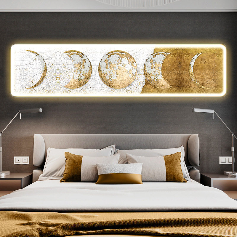 LED灯带实物画现代轻奢床头装饰画沙发背景墙样板间酒店创意挂画