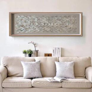 侘寂风天然贝壳装饰画玄关客厅餐厅背景墙挂画纯手工制作高级感画