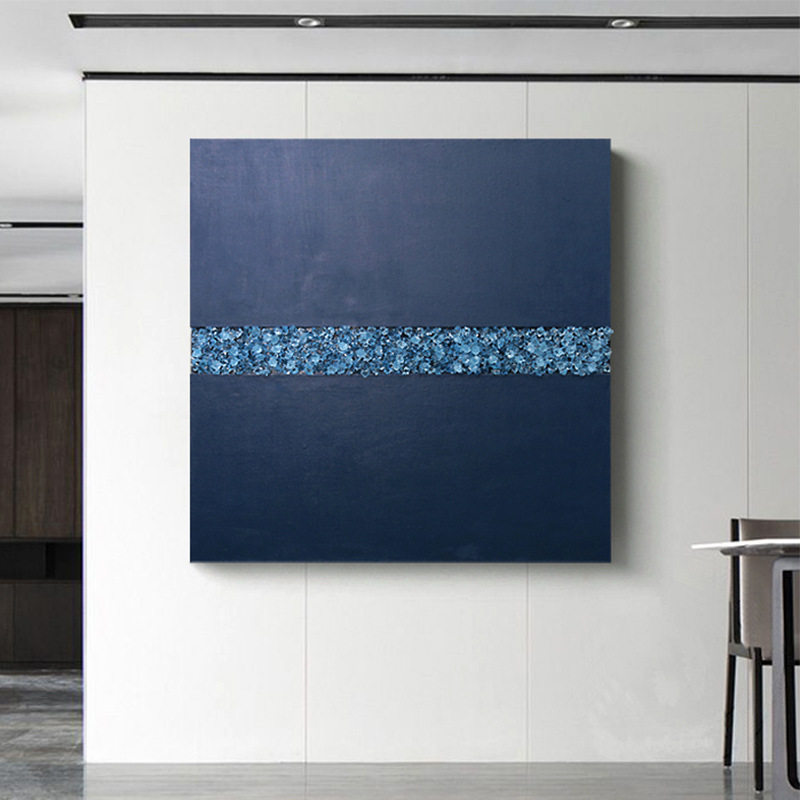 现代简约克莱因蓝装饰画立体水晶实物画沙发背景墙样板间抽象挂画