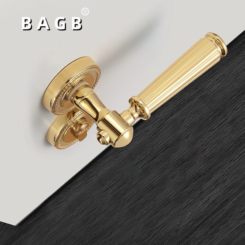 美式金色门锁室内卧室分体房门锁木门把手轻奢磁吸静音锁工厂批发