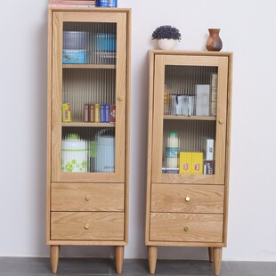 北欧橡木电视边柜全实木高低柜储物小酒柜客厅餐厅置物柜小户型