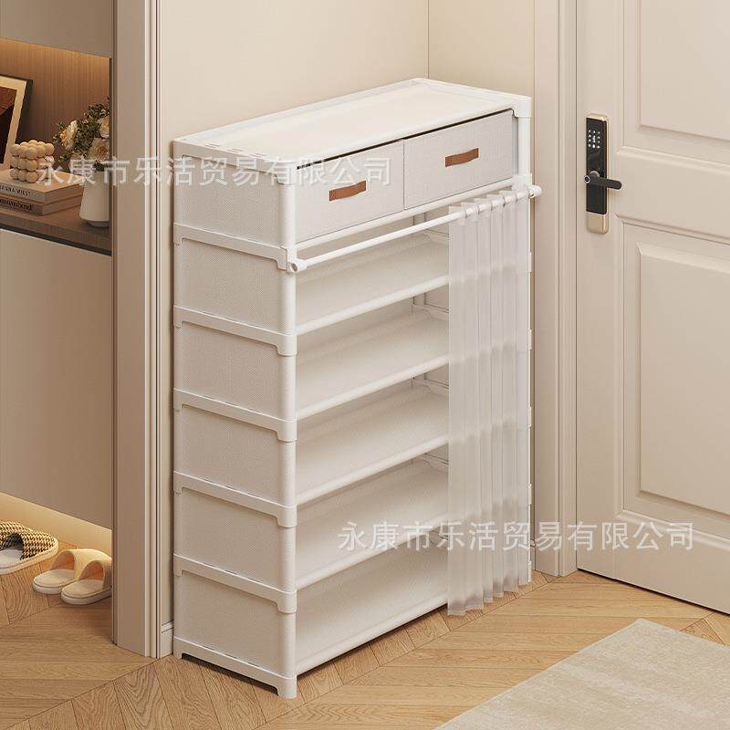 拉车套罩简易鞋架子多层家用门口外楼道带门鞋柜防尘宿舍小型室内