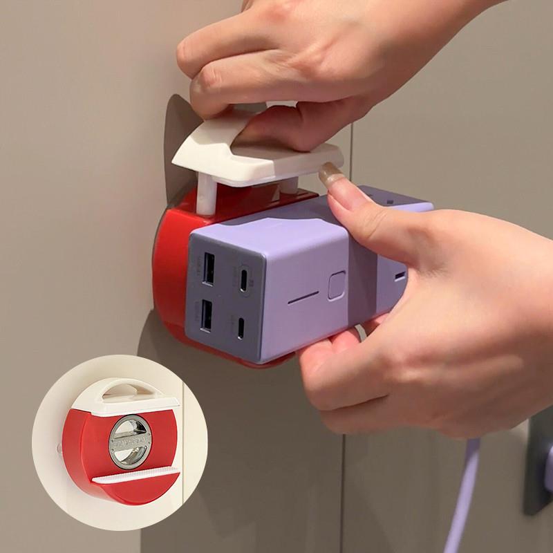 吸盘免打孔插排墙上固定器