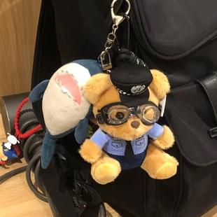 警察公安小熊玩偶公仔挂件消防坐姿戴眼镜熊网红铁骑交警泰迪熊