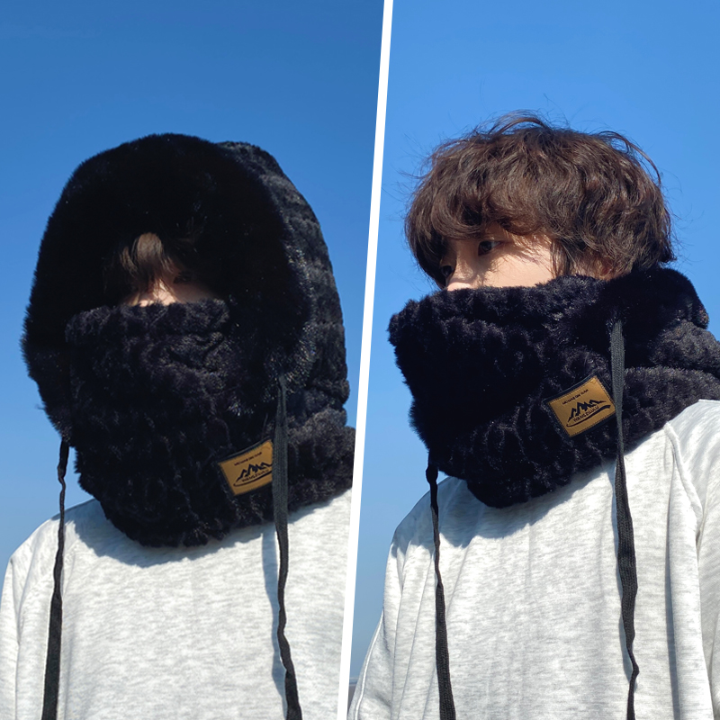 帽子男士秋冬季防风骑车加绒加厚面罩头套保暖防寒雷锋帽男款冬天