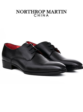 诺斯马丁男士皮鞋真皮商务高档2025新款黑色结婚尖头手工新郎鞋