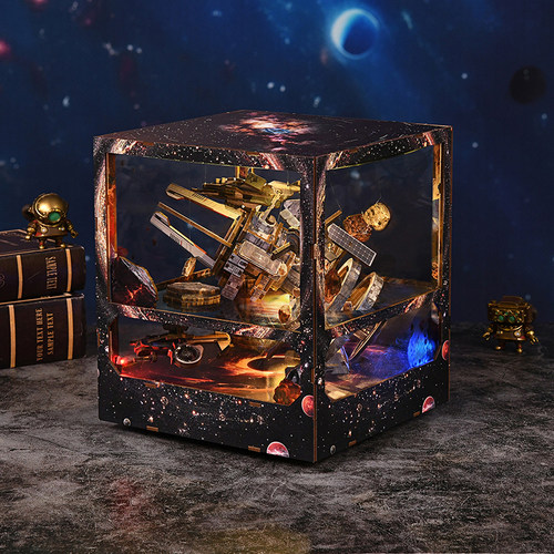 新品星云漫游者3D立体木质建筑模型手工拼装书立DIY微缩小屋摆件