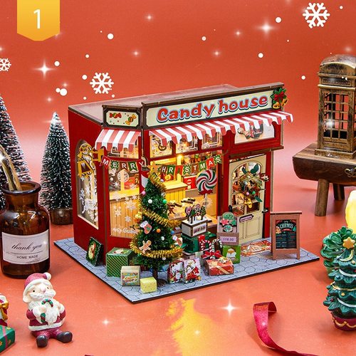 弘达DIY小屋圣诞糖果屋手工拼装别墅模型创意生日圣诞节礼物