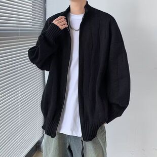 慵懒风外穿宽松休闲毛衣潮 立领针织开衫 外套男士 春秋冬季 2025新款