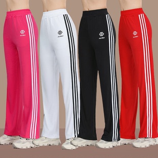 广场舞服装条纹运动健身操鬼步舞大码时尚杨丽萍跳操服裤子女棉