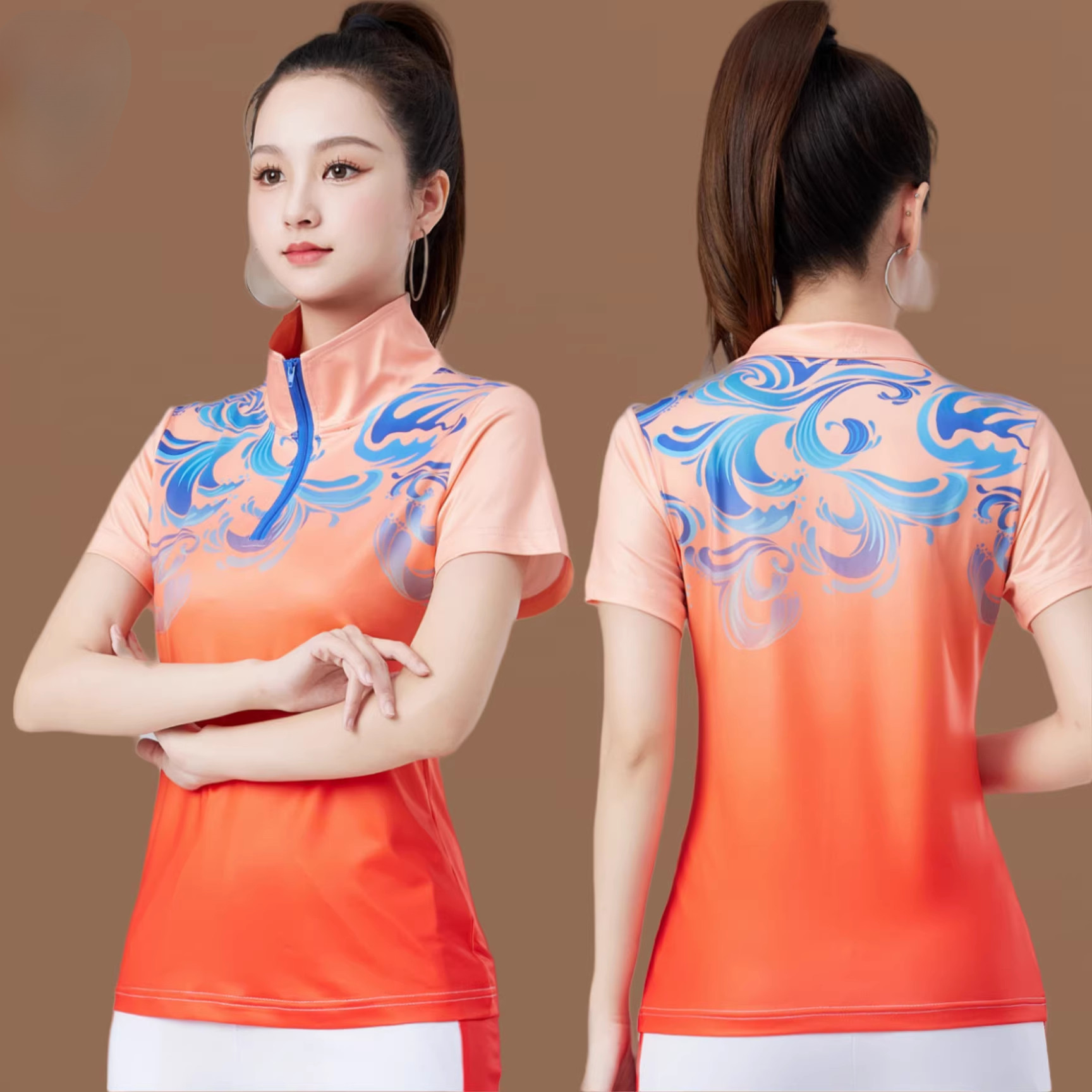 新款广场舞衣服单件鬼步舞立领运动跳舞服装团体体操跳舞演出服