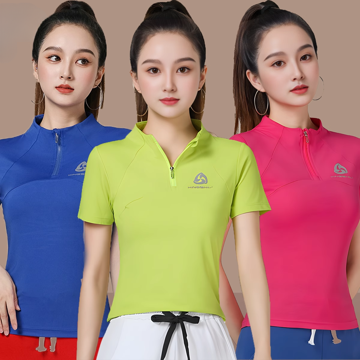 短袖運動健身操新款跑步高彈上衣