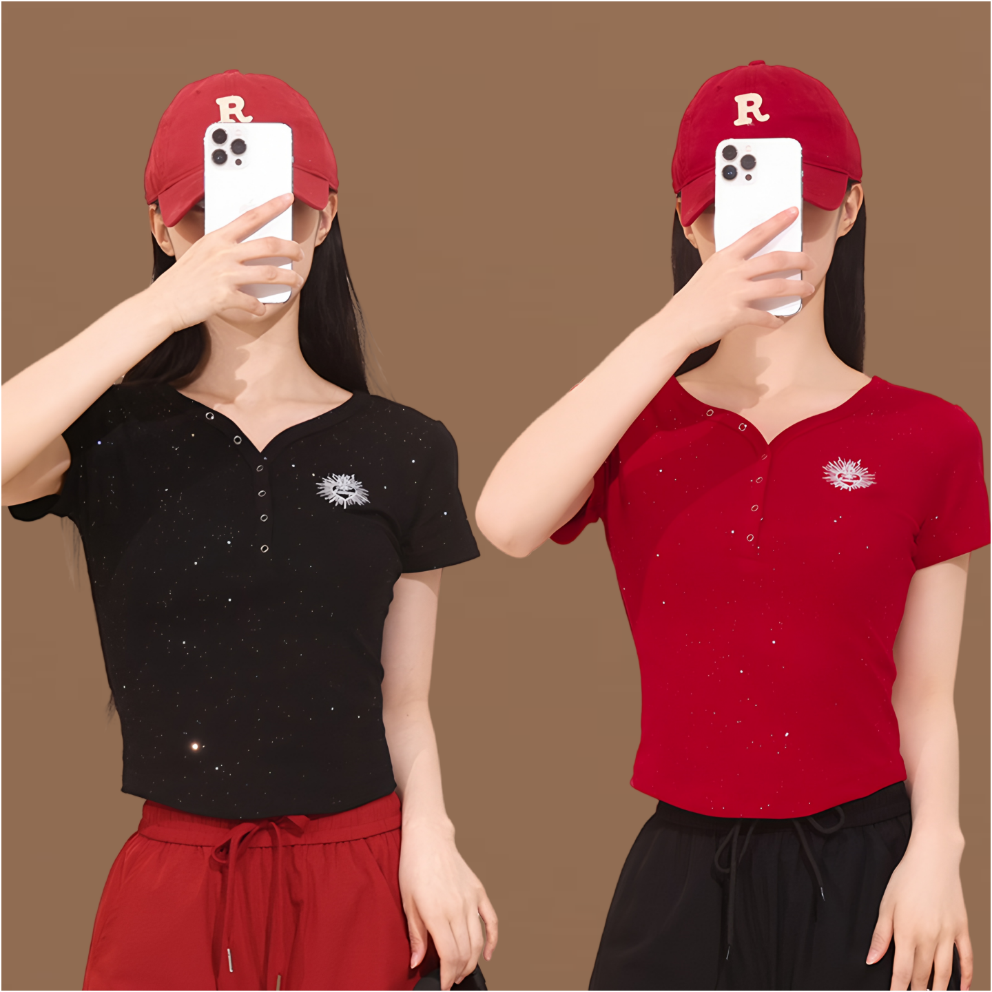 广场舞鬼步舞运动时尚健身操体操服亮片夏短袖修身新款上衣大码