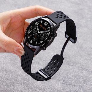 适用华为GT4手表gt3表带watch4pro新款 硅胶Pro智能watchgt2e男运动GS3荣耀magic2 watch3磁吸扣夏天透气洞洞款