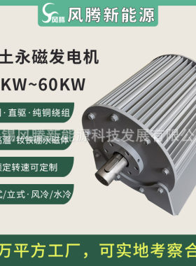 三相交流 60KW 稀土永磁发电机 低转速 无刷直驱 卧式 立式 风冷