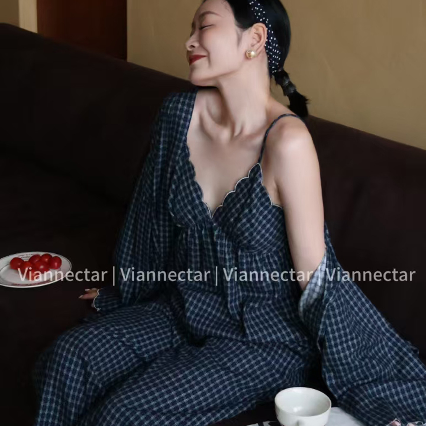 维安花密春秋款纯棉睡衣套装