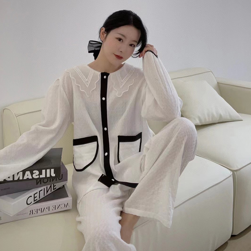 维安花密古风新中式国风睡衣女高端气质绿色盘扣高级感家居服套装
