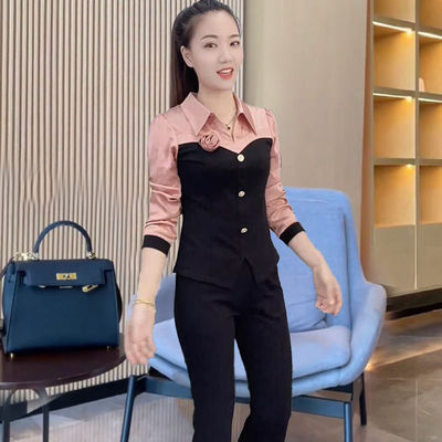 洋气两件套女春秋新款简约时尚轻奢气质高雅修身显瘦长裤套装女春