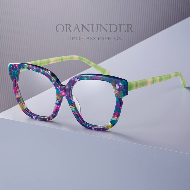 外贸小众多色拼料眼镜框男女个性百搭方框镜架可配近视镜防蓝光潮