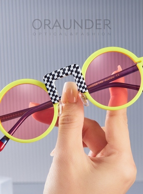 多巴胺学院风彩色拼料太阳眼镜男女美颜偏光防晒防紫外线开车墨镜