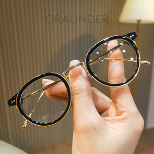 金子同款超轻纯钛近视眼镜框男女复古商务可配度数防蓝光变色潮