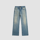 宽松直筒 3BLK 日本进口KUROKI红边赤耳复古水洗牛仔裤 竹节肌理