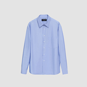 老钱风休闲衬衫 3BLK 泷定日产纯棉极简宽松蓝衬衫