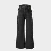 TRIPLE 型 2021版 BLACK 品质洗水黑复古宽松直筒微喇牛仔裤