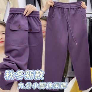 韩版春季爆款休闲运动裤女士加厚保暖显瘦洋气百搭直筒小脚哈伦裤