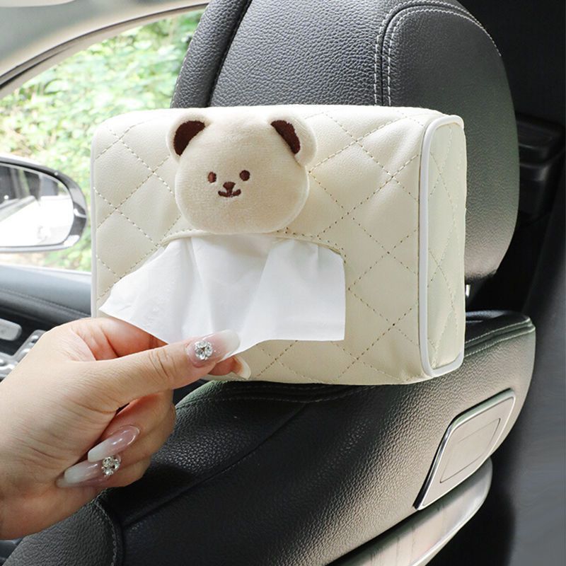 车载纸巾盒高级感汽车抽纸袋挂式女士创意可爱网红款车内装饰品