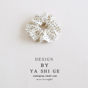 法式 缎面波点大肠圈女简约扎头绳皮筋气质百搭绑马尾发绳韩系头饰