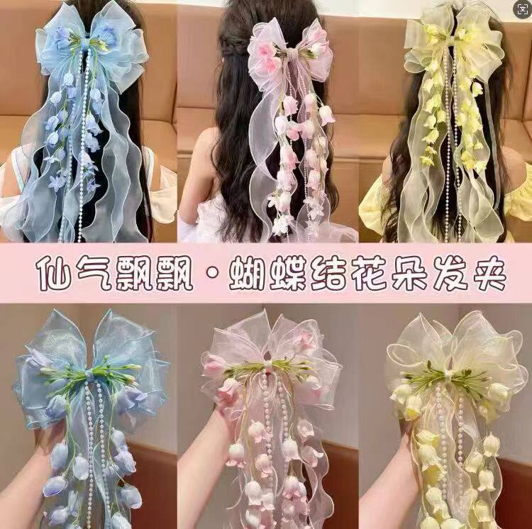 铃兰花公主风洛丽塔蓬蓬裙超大蝴蝶结发饰春夏森系小清新头饰后压